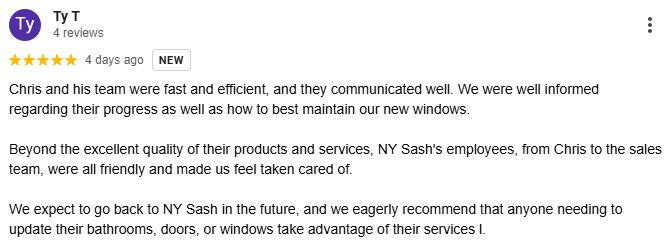 Customer Review of their new NY Sash Windows